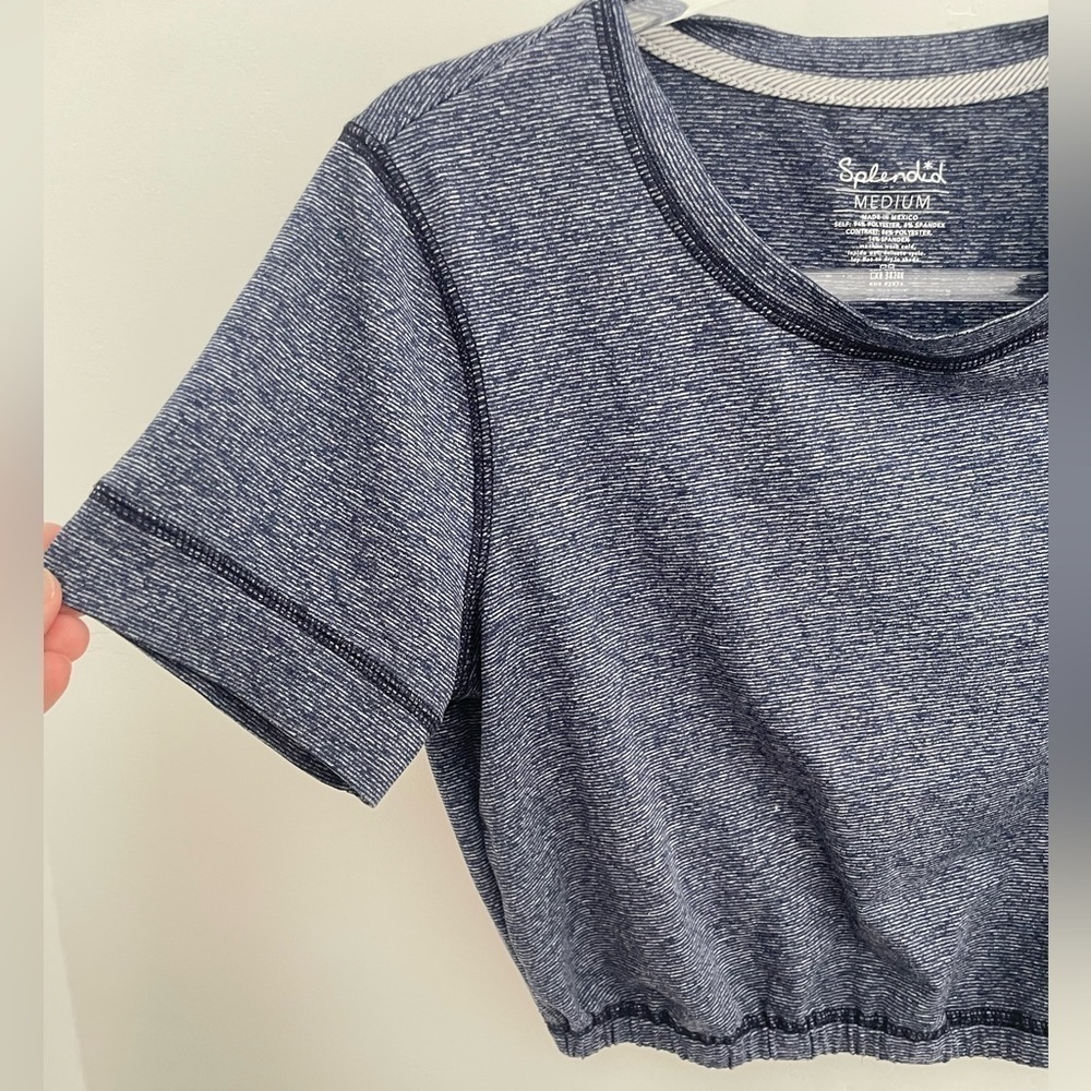 Splendid Studio Cropped Short Sleeve Top *NEW* workout fitness top - Picture 2 of 9